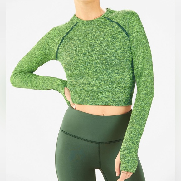 Fabletics Bri Ribbed Seamless Cropped Long Sleeve - Picture 1 of 5